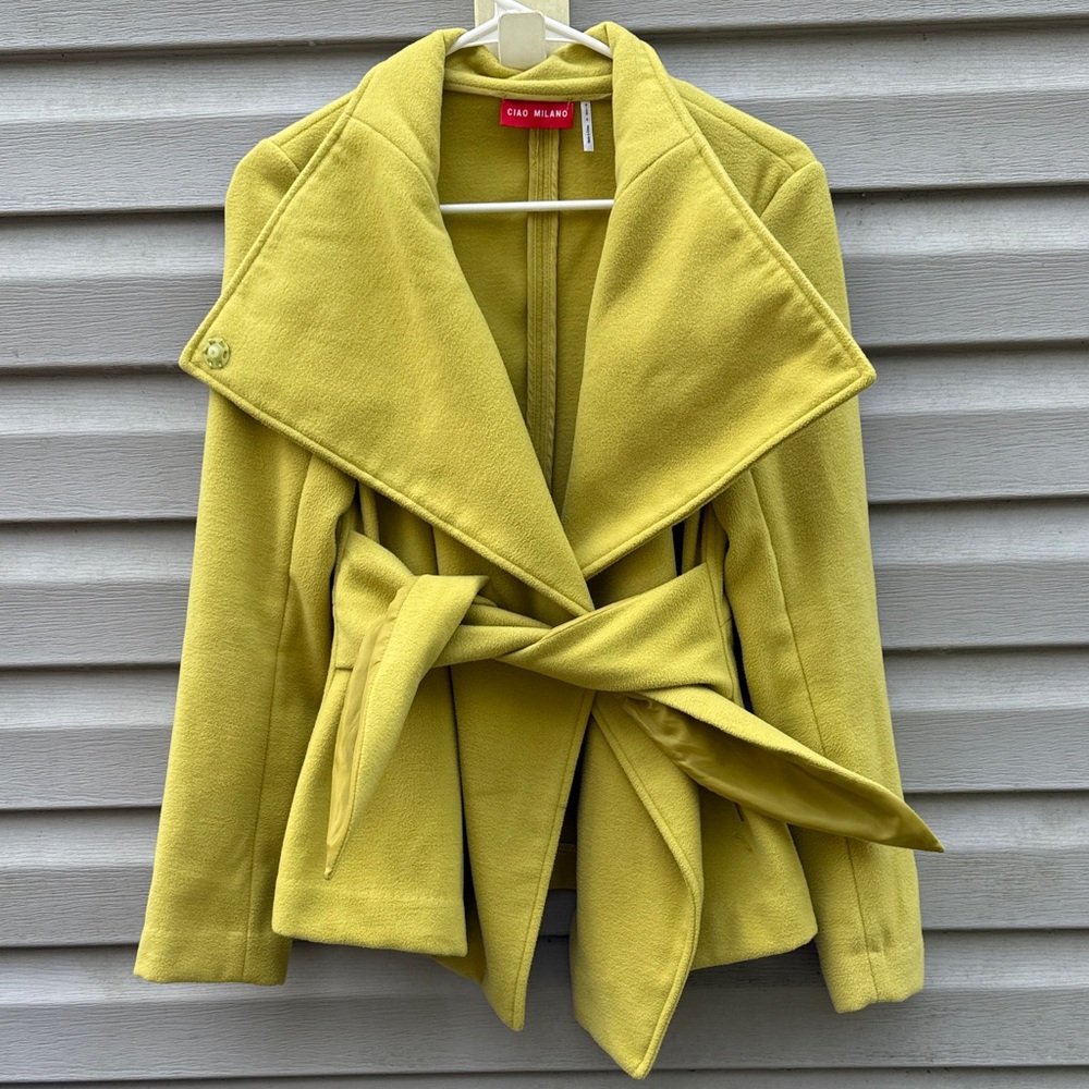 Ciao Milano | Helena Wrap Tie Waist Coat size Small Green